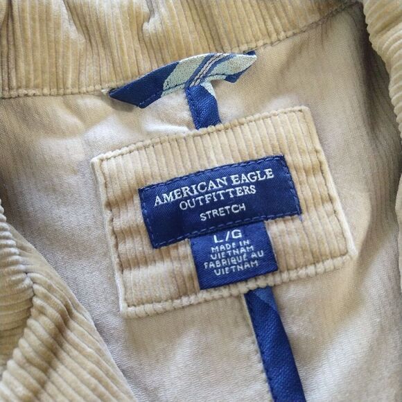 Vintage Y2K American Eagle Corduroy Blazer Jacket Size L Tan Button Up 2000s - Picture 6 of 9